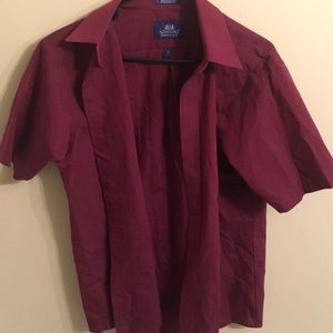 Short Sleeve Red Button Down